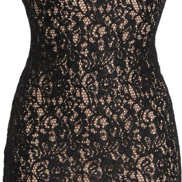 Adrianna Papell Black Lace Dress with Nude Lining - Picture 2 of 10
